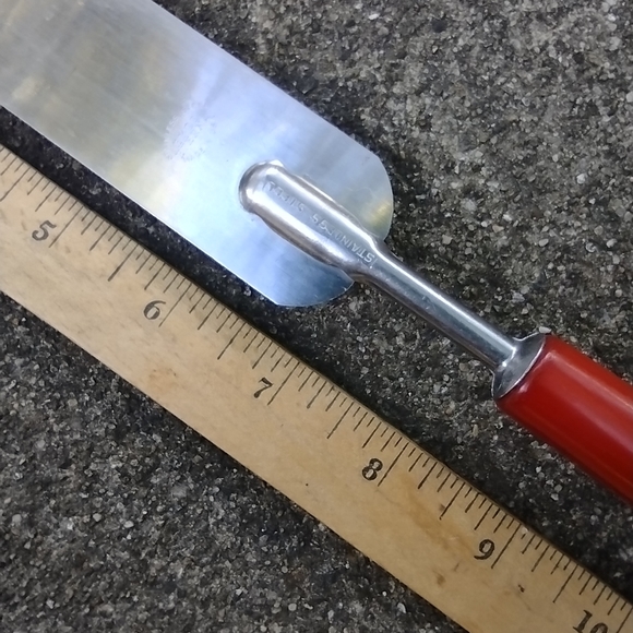 Antique Bakelite handle pastry spatula red, Ecko Eterna USA stainless steel - Picture 4 of 7